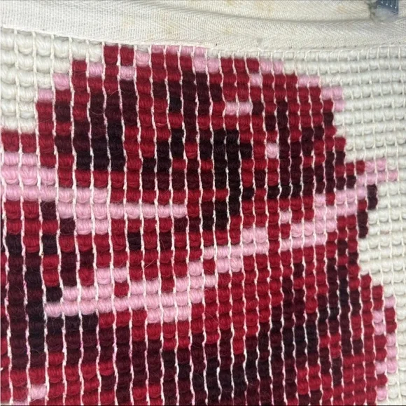 🌹Vintage Shillcraft Rose Weave Handmade Wall Hanging Mid Century Modern Rug Art - Picture 6 of 8